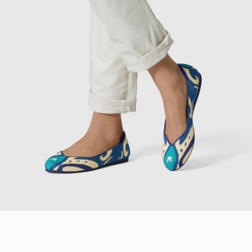 Blue and Cream Women's Flats